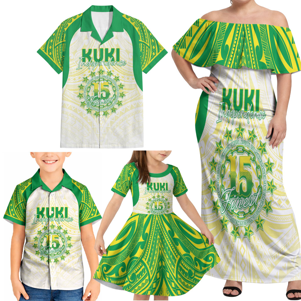 Kuki Independence 2026 Family Matching Off Shoulder Maxi Dress and Hawaiian Shirt Cook Islands 15 Finest White Version