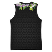Hawaii Statehood Day Basketball Jersey Kakau Pattern With Maile Pikake Honohono Lei