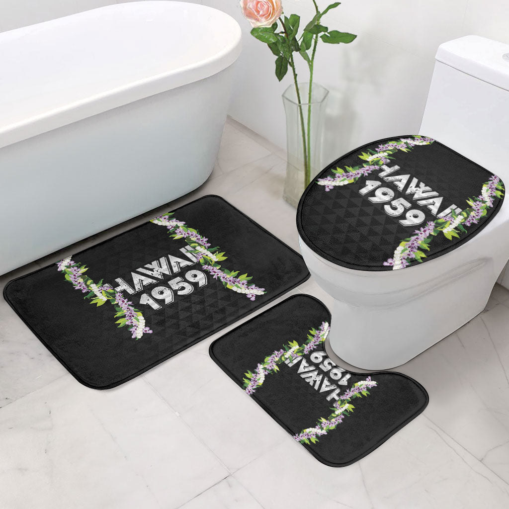 Hawaii Statehood Day Bathroom Set Kakau Pattern With Maile Pikake Honohono Lei