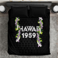 Hawaii Statehood Day Bedding Set Kakau Pattern With Maile Pikake Honohono Lei