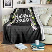 Hawaii Statehood Day Blanket Kakau Pattern With Maile Pikake Honohono Lei