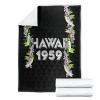 Hawaii Statehood Day Blanket Kakau Pattern With Maile Pikake Honohono Lei