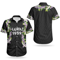 Hawaii Statehood Day Couples Matching Off Shoulder Maxi Dress and Hawaiian Shirt Kakau Pattern With Maile Pikake Honohono Lei