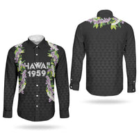 Hawaii Statehood Day Couples Matching Short Sleeve Bodycon Dress and Long Sleeve Button Shirt Kakau Pattern With Maile Pikake Honohono Lei