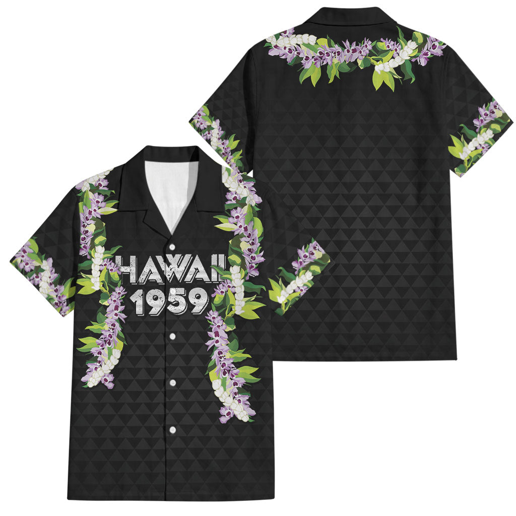 Hawaii Statehood Day Family Matching Mermaid Dress and Hawaiian Shirt Kakau Pattern With Maile Pikake Honohono Lei