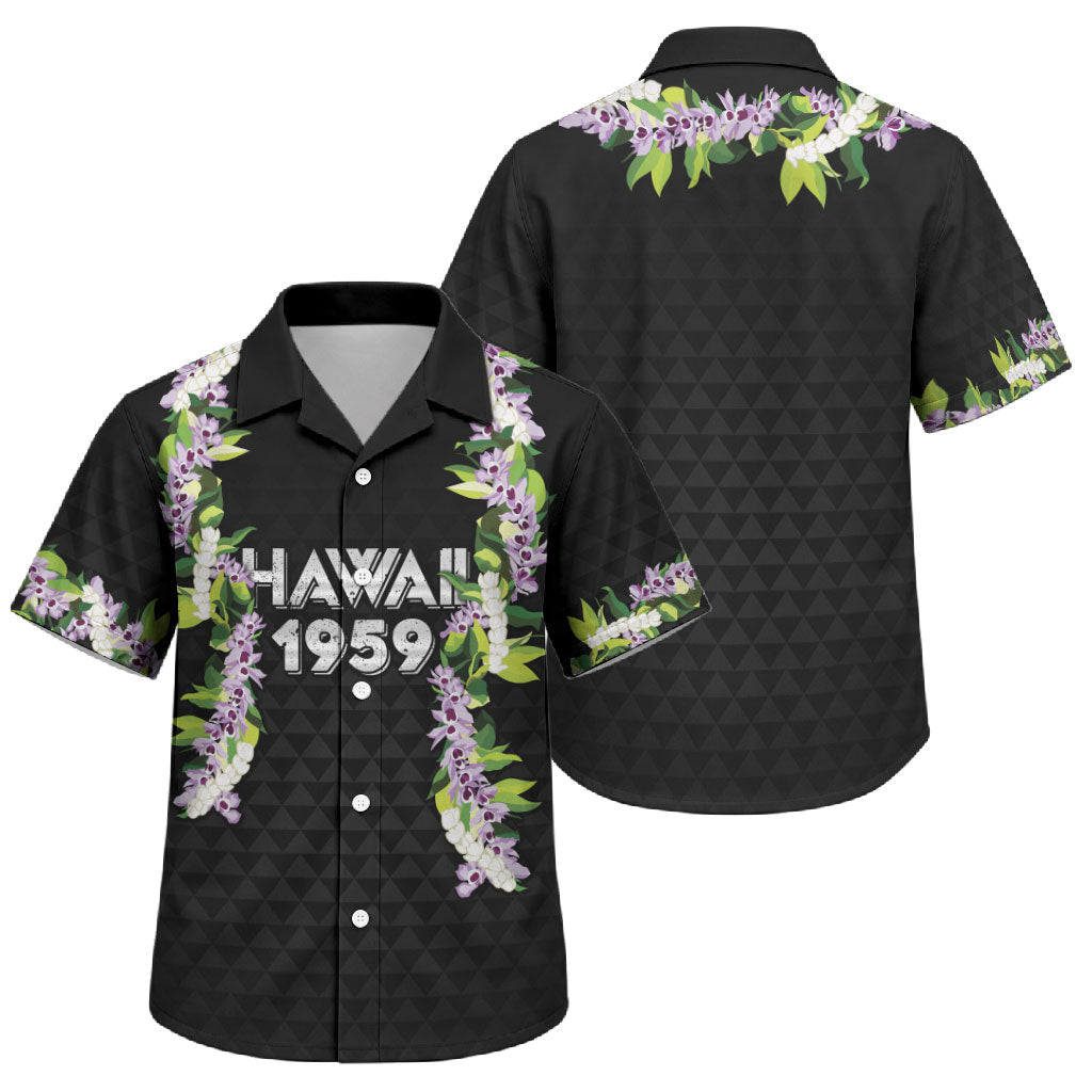 Hawaii Statehood Day Family Matching Summer Maxi Dress and Hawaiian Shirt Kakau Pattern With Maile Pikake Honohono Lei