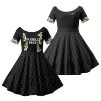 Hawaii Statehood Day Family Matching Tank Maxi Dress and Hawaiian Shirt Kakau Pattern With Maile Pikake Honohono Lei