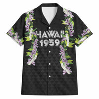 Hawaii Statehood Day Hawaiian Shirt Kakau Pattern With Maile Pikake Honohono Lei