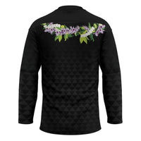 Hawaii Statehood Day Hockey Jersey Kakau Pattern With Maile Pikake Honohono Lei