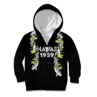 Hawaii Statehood Day Kid Hoodie Kakau Pattern With Maile Pikake Honohono Lei