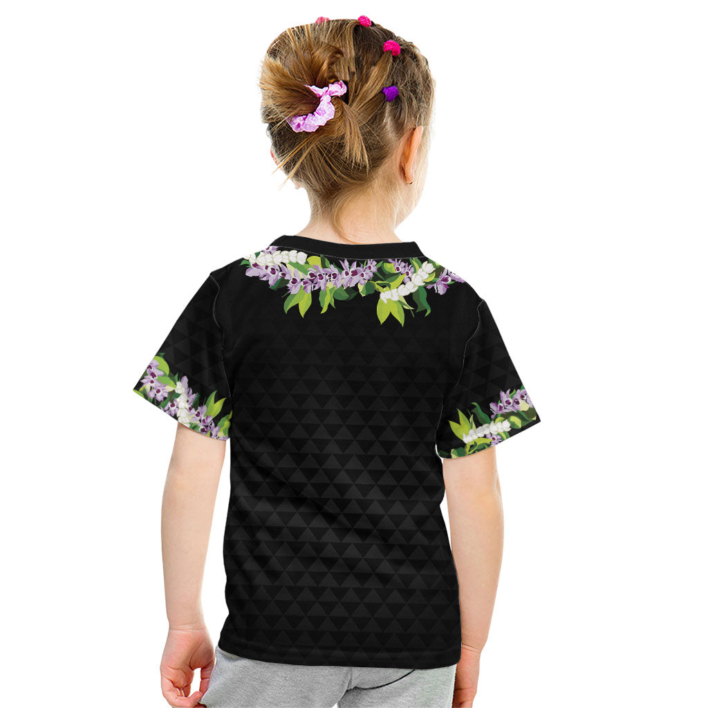Hawaii Statehood Day Kid T Shirt Kakau Pattern With Maile Pikake Honohono Lei