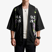 Hawaii Statehood Day Kimono Kakau Pattern With Maile Pikake Honohono Lei