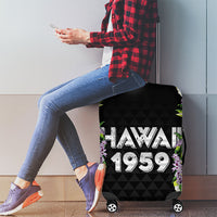 Hawaii Statehood Day Luggage Cover Kakau Pattern With Maile Pikake Honohono Lei