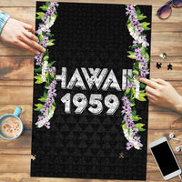 Hawaii Statehood Day Puzzle Kakau Pattern With Maile Pikake Honohono Lei