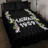 Hawaii Statehood Day Quilt Bed Set Kakau Pattern With Maile Pikake Honohono Lei