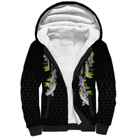 Hawaii Statehood Day Sherpa Hoodie Kakau Pattern With Maile Pikake Honohono Lei