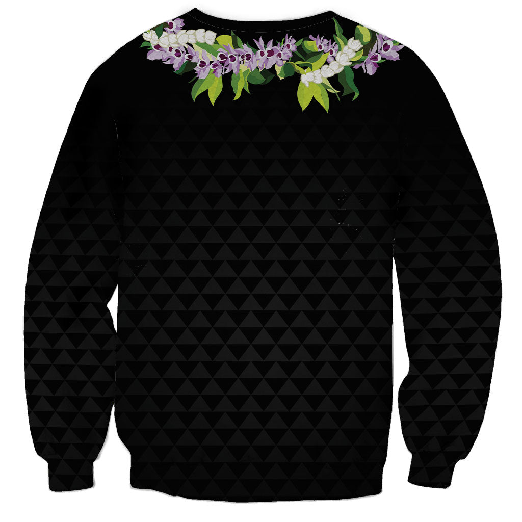 Hawaii Statehood Day Sweatshirt Kakau Pattern With Maile Pikake Honohono Lei