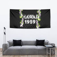 Hawaii Statehood Day Tapestry Kakau Pattern With Maile Pikake Honohono Lei