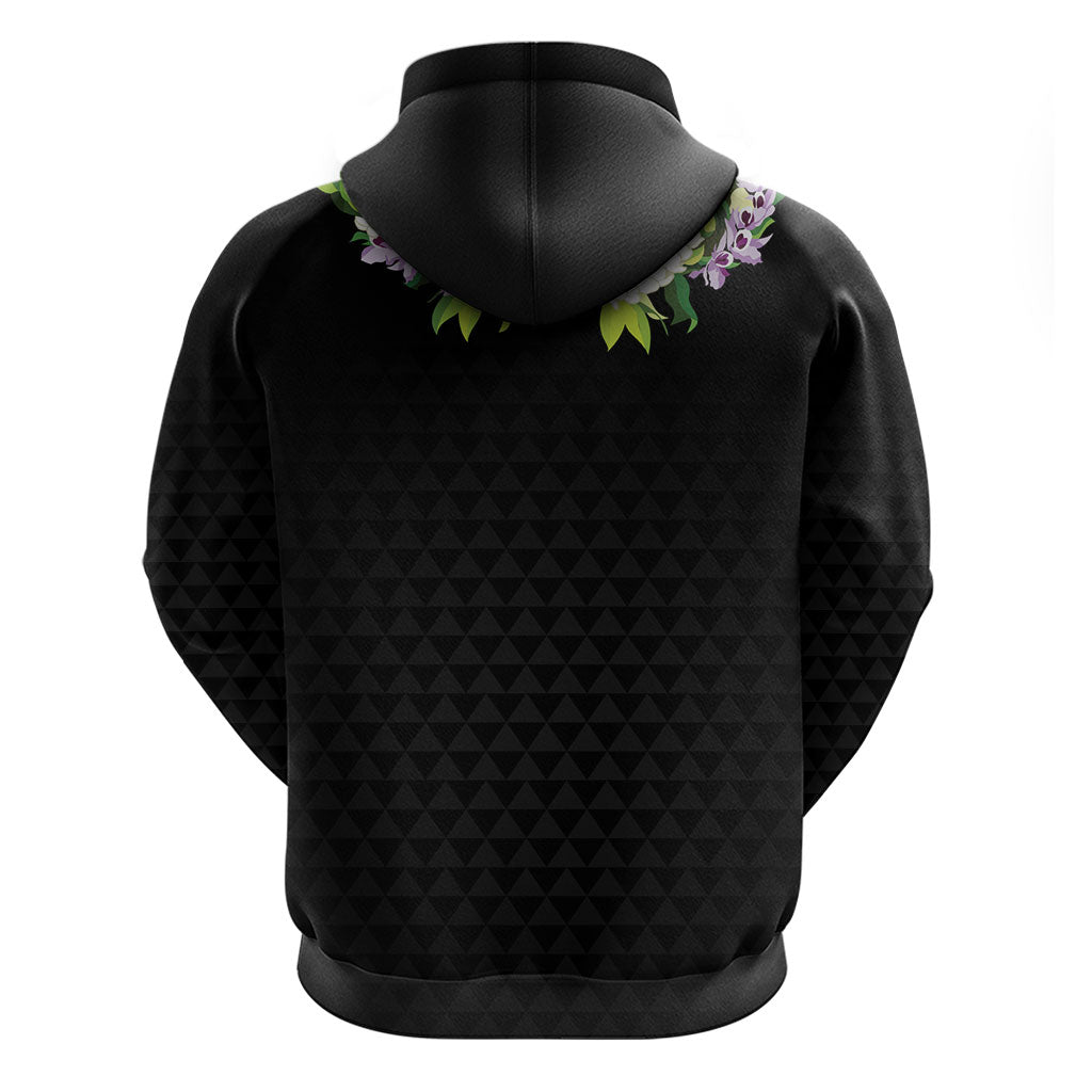 Hawaii Statehood Day Zip Hoodie Kakau Pattern With Maile Pikake Honohono Lei