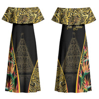 Papua New Guinea Hapi De Bilong Indipendens Couples Matching Off Shoulder Maxi Dress and Long Sleeve Button Shirt Special Style