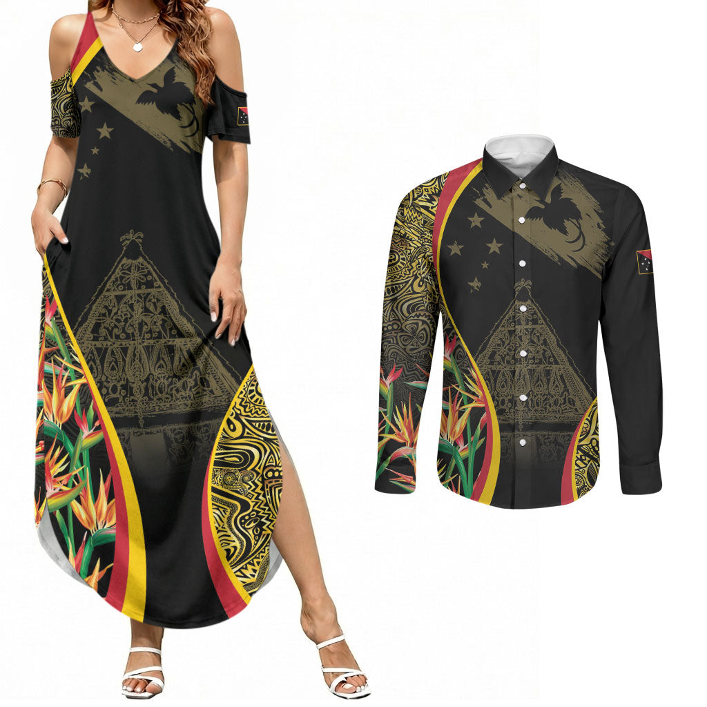 Papua New Guinea Hapi De Bilong Indipendens Couples Matching Summer Maxi Dress and Long Sleeve Button Shirt Special Style