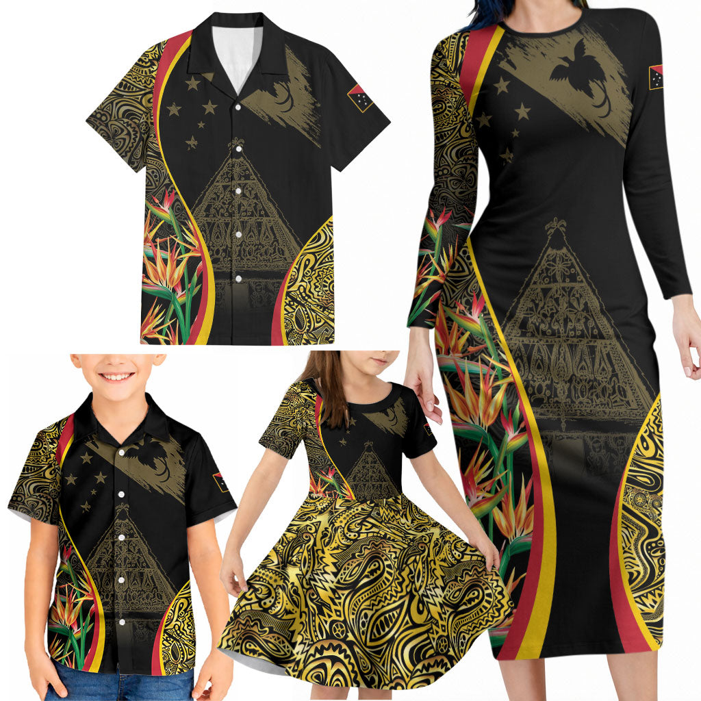 Papua New Guinea Hapi De Bilong Indipendens Family Matching Long Sleeve Bodycon Dress and Hawaiian Shirt Special Style
