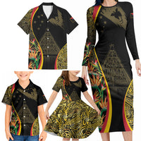 Papua New Guinea Hapi De Bilong Indipendens Family Matching Long Sleeve Bodycon Dress and Hawaiian Shirt Special Style
