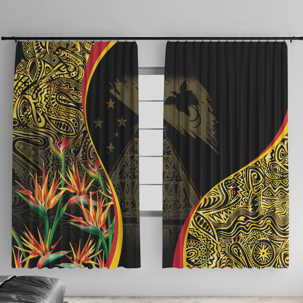 Papua New Guinea Hapi De Bilong Indipendens Window Curtain Special Style LT05 With Hooks Black - Polynesian Pride