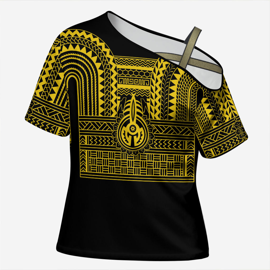Philippines Filipinos Cross Shoulder Shirt Igorot Tribal Pattern Black