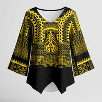 Philippines Filipinos Kimono Sleeve Blouse Igorot Tribal Pattern Black