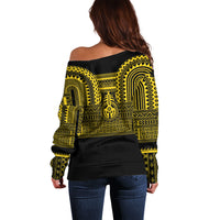 Philippines Filipinos Off Shoulder Sweater Igorot Tribal Pattern Black