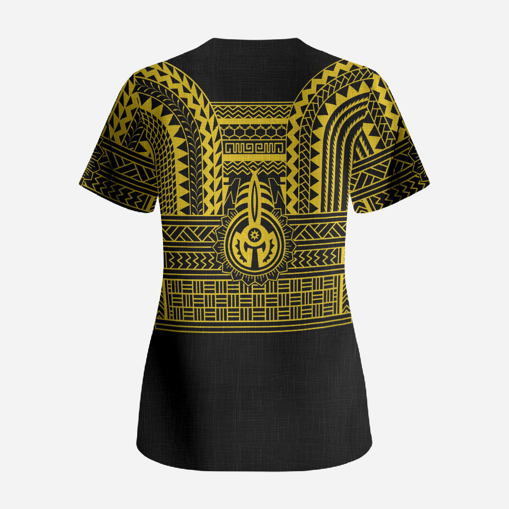 Philippines Filipinos Scrub Top Igorot Tribal Pattern Black