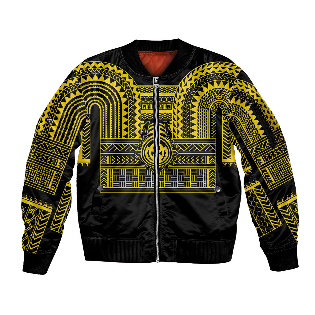Philippines Filipinos Sleeve Zip Bomber Jacket Igorot Tribal Pattern Black