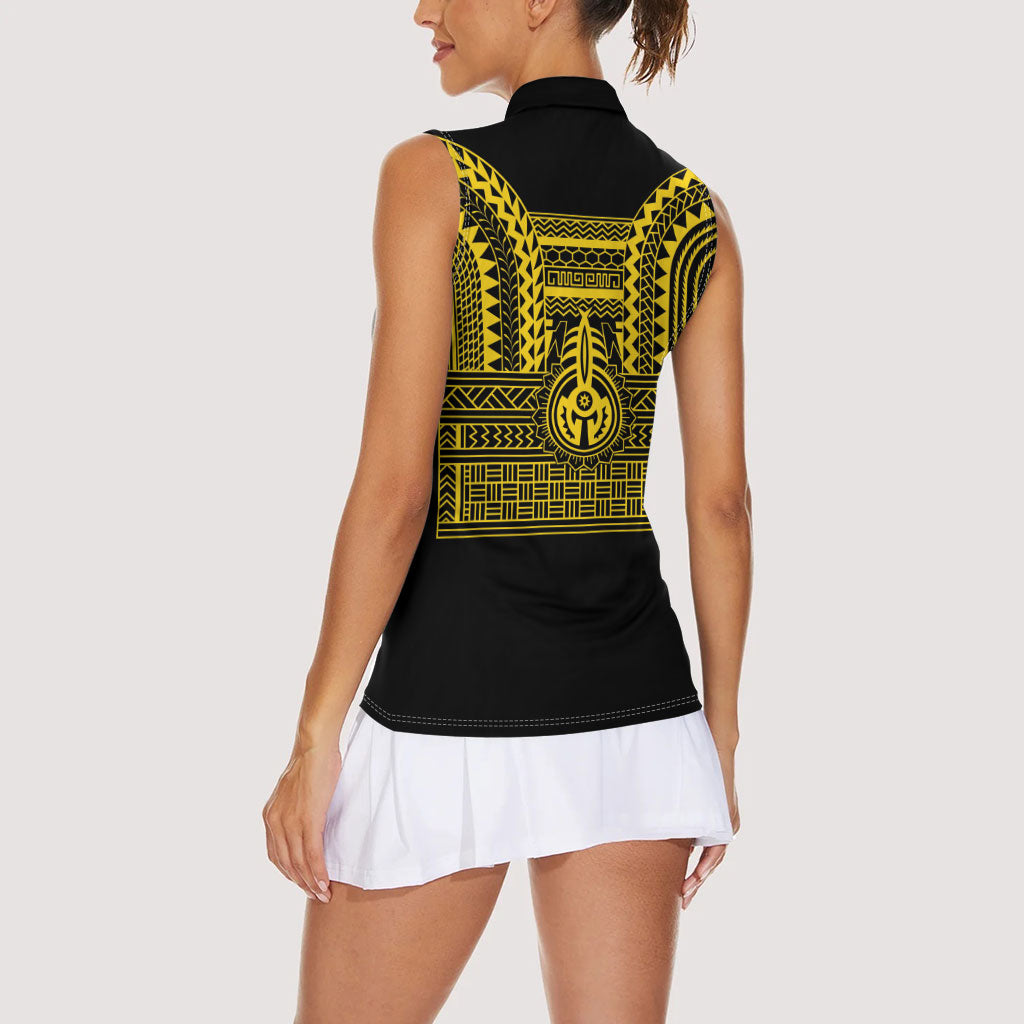 Philippines Filipinos Women Sleeveless Polo Shirt Igorot Tribal Pattern Black