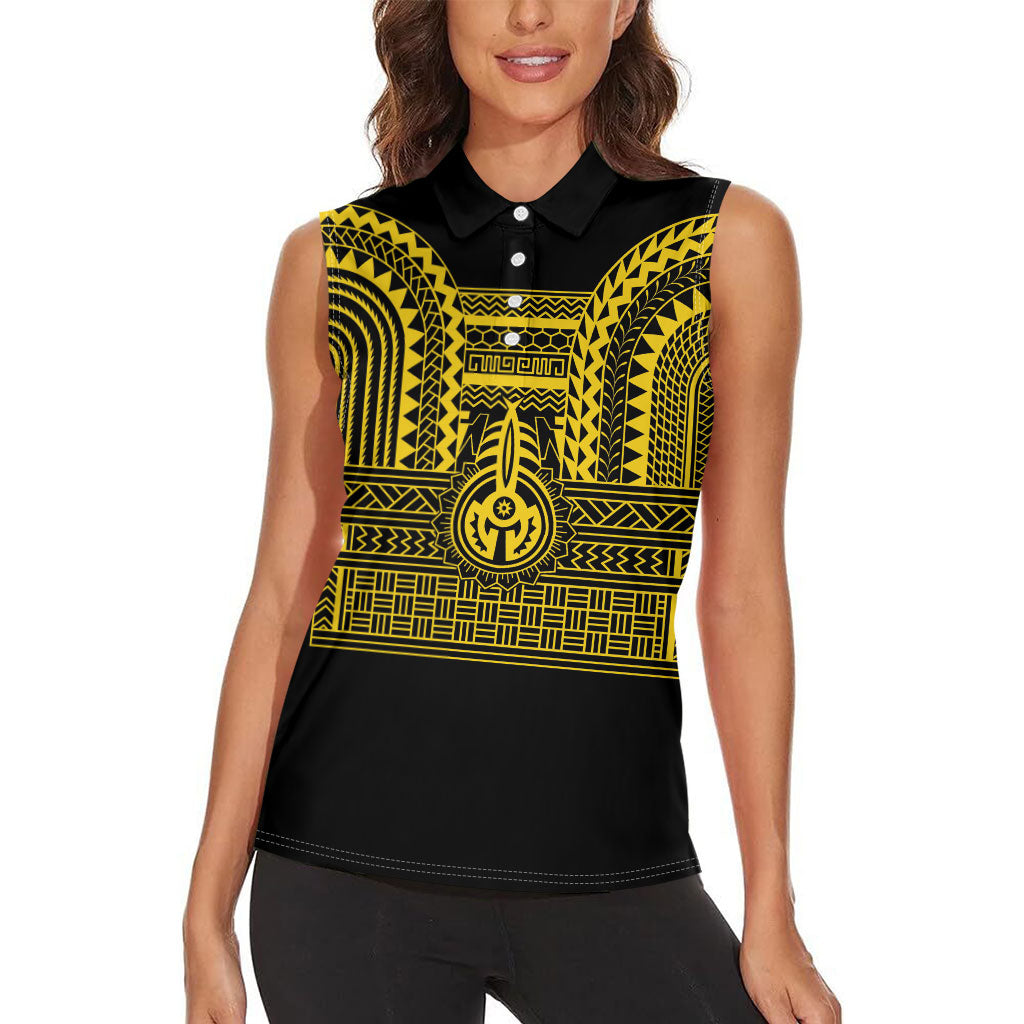 Philippines Filipinos Women Sleeveless Polo Shirt Igorot Tribal Pattern Black