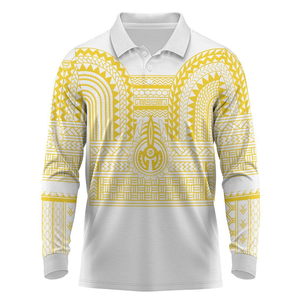 Philippines Filipinos Long Sleeve Polo Shirt Igorot Tribal Pattern White