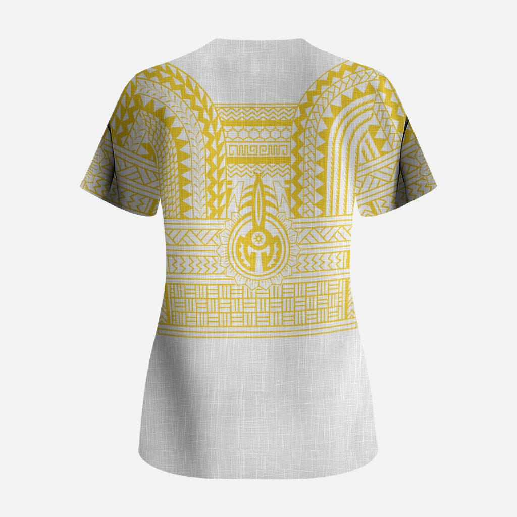 Philippines Filipinos Scrub Top Igorot Tribal Pattern White