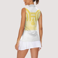 Philippines Filipinos Women Sleeveless Polo Shirt Igorot Tribal Pattern White