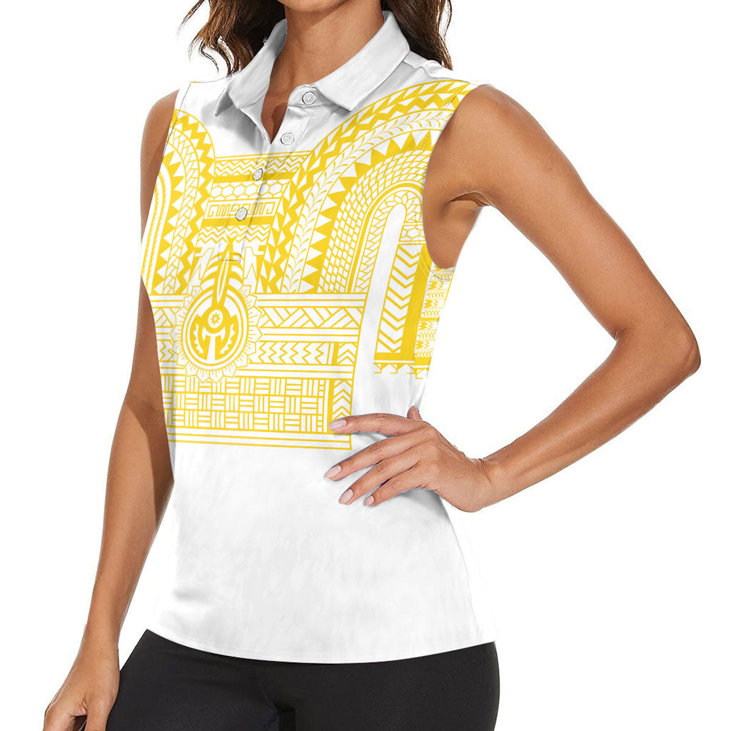 Philippines Filipinos Women Sleeveless Polo Shirt Igorot Tribal Pattern White