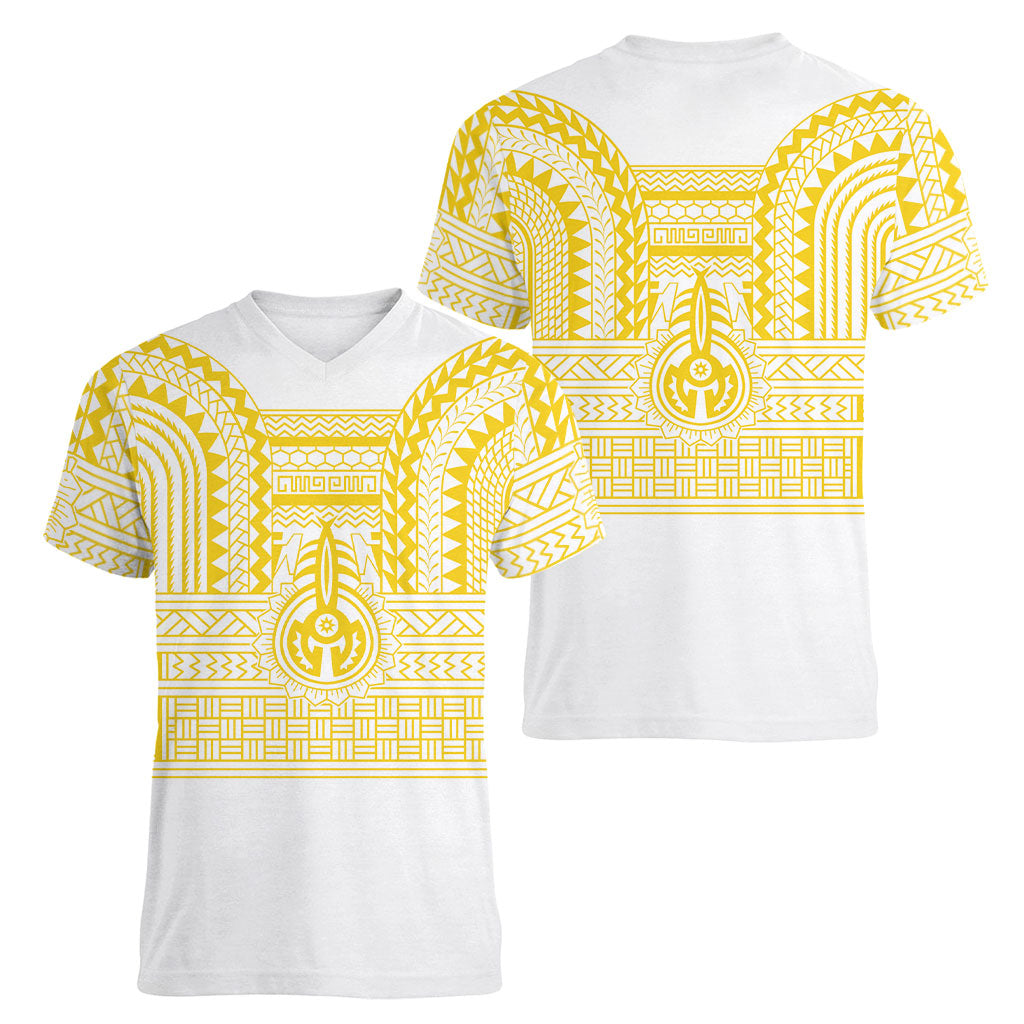 Philippines Filipinos Women V-Neck T-Shirt Igorot Tribal Pattern White