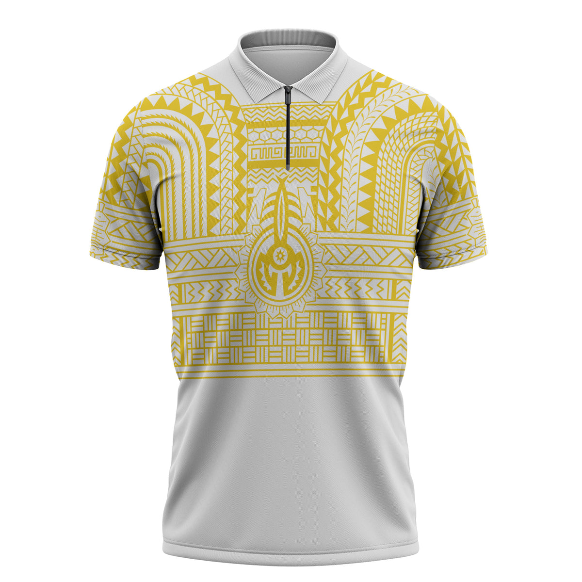 Philippines Filipinos Zipper Polo Shirt Igorot Tribal Pattern White