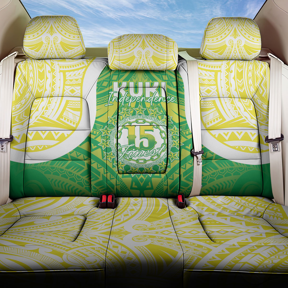 Kuki Independence 2026 Back Car Seat Cover Cook Islands 15 Finest Green Version LT05 One Size Green - Polynesian Pride