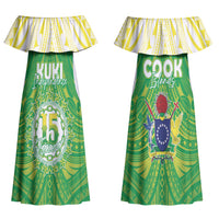 Kuki Independence 2026 Couples Matching Off Shoulder Maxi Dress and Hawaiian Shirt Cook Islands 15 Finest Green Version