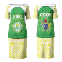 Kuki Independence 2026 Couples Matching Puletasi and Long Sleeve Button Shirt Cook Islands 15 Finest Green Version