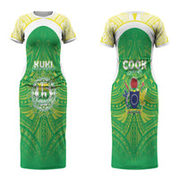 Kuki Independence 2026 Couples Matching Short Sleeve Bodycon Dress and Hawaiian Shirt Cook Islands 15 Finest Green Version