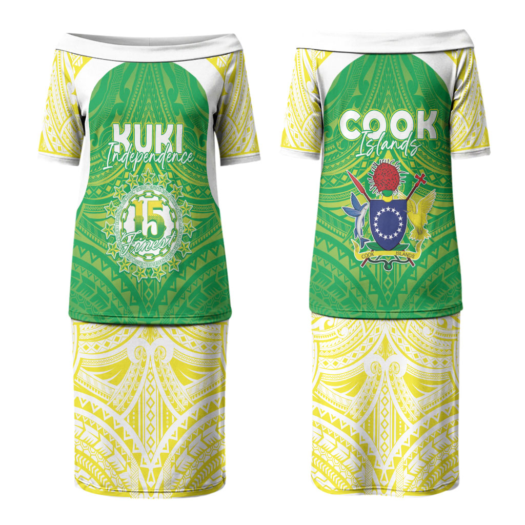 Kuki Independence 2026 Family Matching Puletasi and Hawaiian Shirt Cook Islands 15 Finest Green Version
