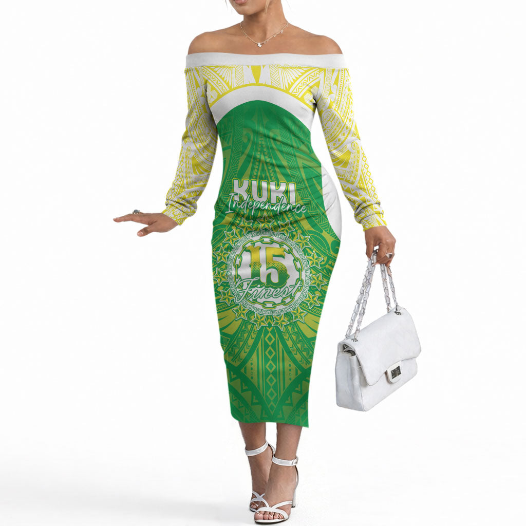 Kuki Independence 2026 Off The Shoulder Long Sleeve Dress Cook Islands 15 Finest Green Version
