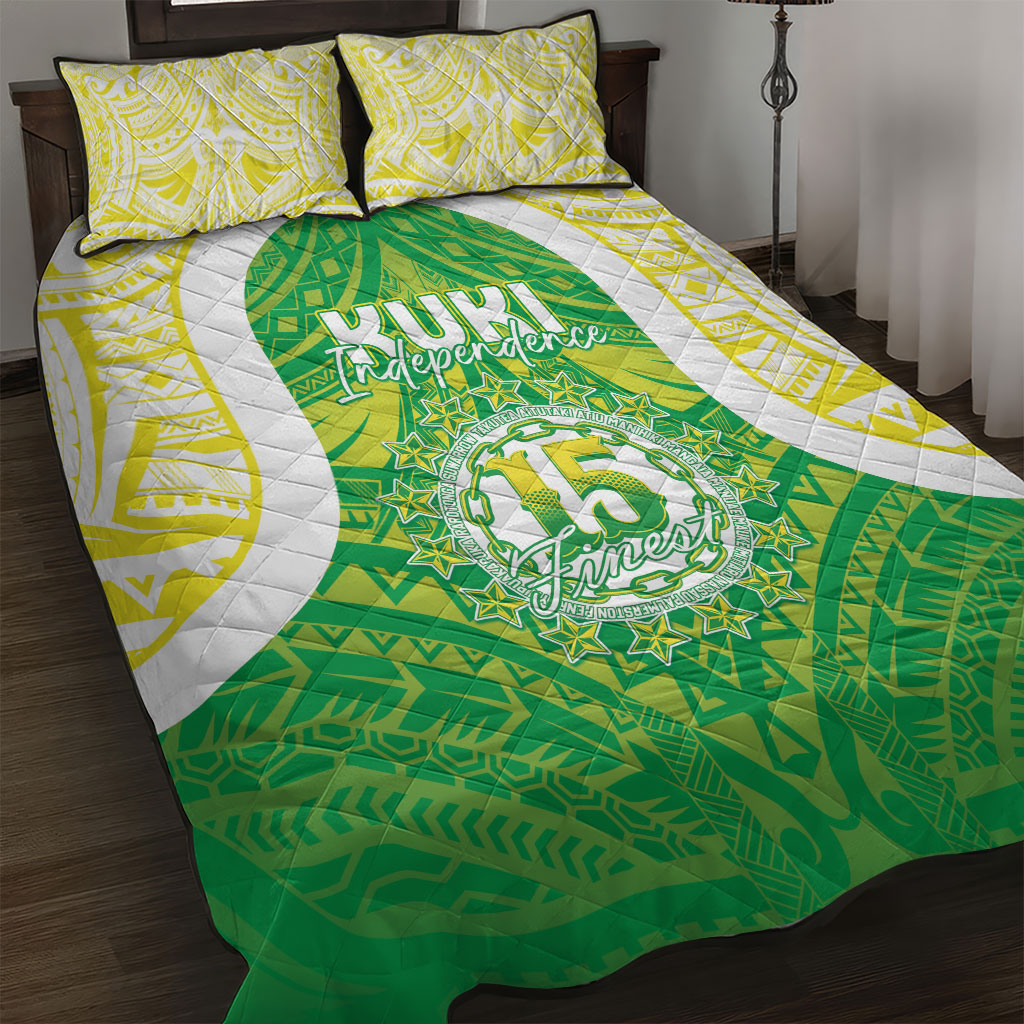 Kuki Independence 2026 Quilt Bed Set Cook Islands 15 Finest Green Version LT05 Green - Polynesian Pride