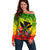 Personalized Hawaii Off Shoulder Sweater Kakau Kanaka Maoli With Hibiscus Flowers LT05 Women Reggae - Polynesian Pride