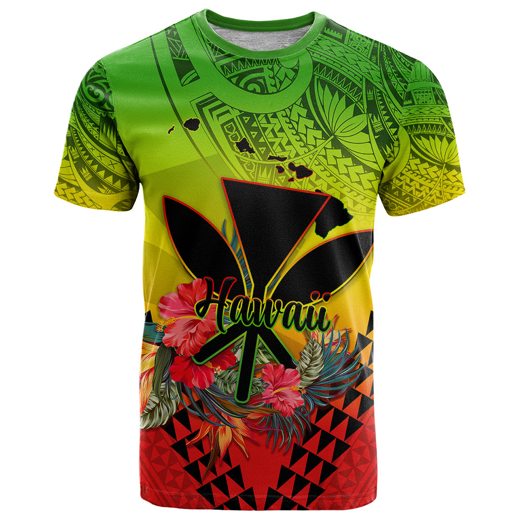 Personalized Hawaii T Shirt Kakau Kanaka Maoli With Hibiscus Flowers LT05 Reggae - Polynesian Pride